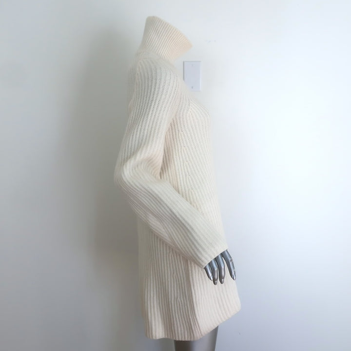The Row Azura Ribbed Knit Turtleneck Sweater/Dress Cream Wool Size Extra Small NEW