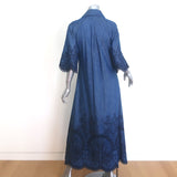 Zimmermann Coco Embroidered Denim Midi Dress Railway Blue Size 0 NEW