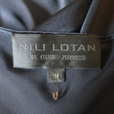Nili Lotan Cami Gown Navy Silk Satin Size Medium V-Neck Maxi Dress