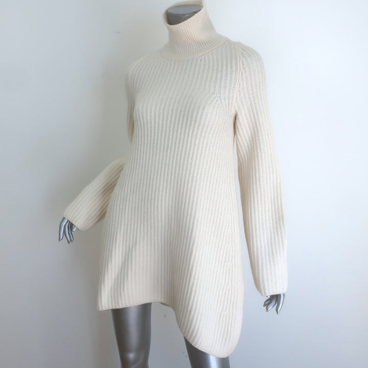 The Row Azura Ribbed Knit Turtleneck Sweater/Dress Cream Wool Size Extra Small NEW