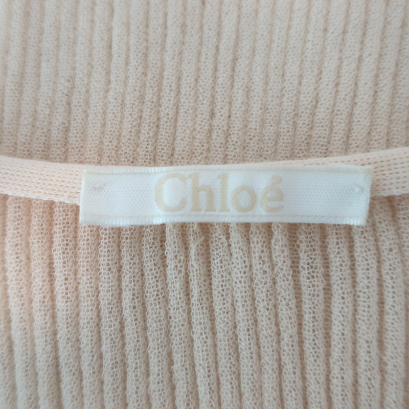 Chloe Long Sleeve Ribbed Wrap Top Light Nude Cotton-Blend Size Medium