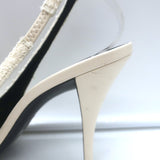 Saint Laurent Vesper Boucle Tweed Cap Toe Slingback Pumps Cream/Black Size 38