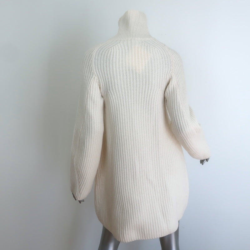 The Row Azura Ribbed Knit Turtleneck Sweater/Dress Cream Wool Size Extra Small NEW