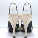 Saint Laurent Vesper Boucle Tweed Cap Toe Slingback Pumps Cream/Black Size 38