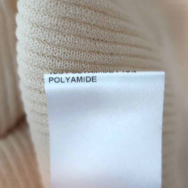 Chloe Long Sleeve Ribbed Wrap Top Light Nude Cotton-Blend Size Medium