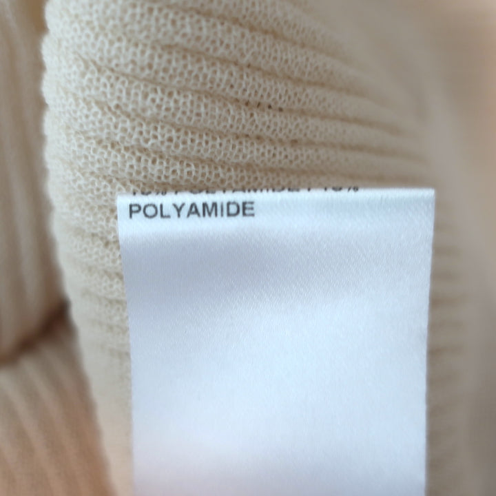 Chloe Long Sleeve Ribbed Wrap Top Light Nude Cotton-Blend Size Medium