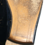 Gucci Jordaan GG Embroidered Velvet Horsebit Loafers Navy/Gold Size 39