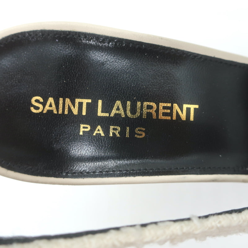 Saint Laurent Vesper Boucle Tweed Cap Toe Slingback Pumps Cream/Black Size 38