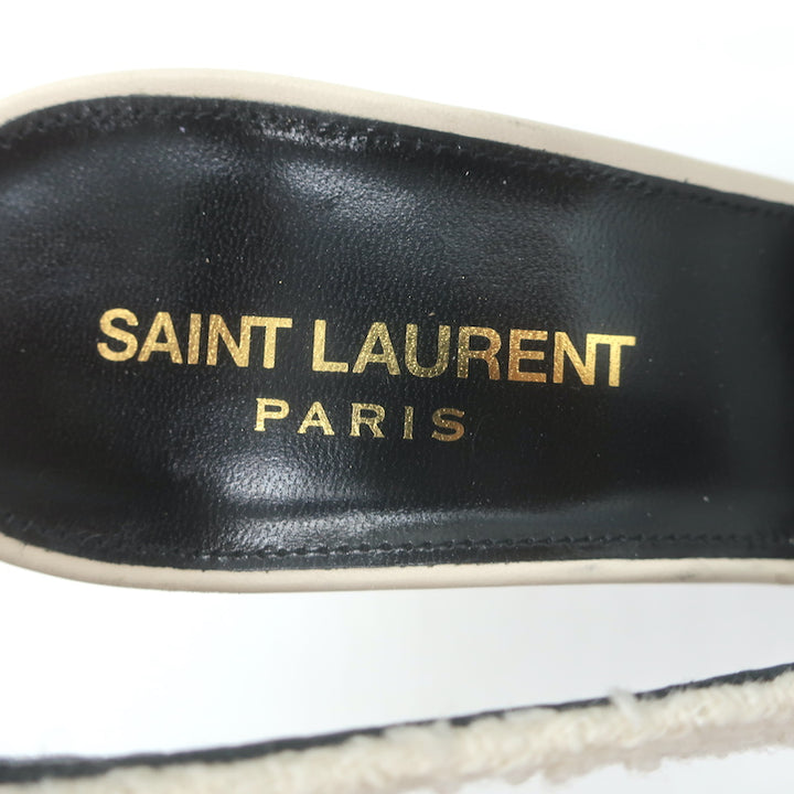 Saint Laurent Vesper Boucle Tweed Cap Toe Slingback Pumps Cream/Black Size 38
