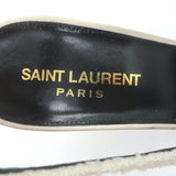 Saint Laurent Vesper Boucle Tweed Cap Toe Slingback Pumps Cream/Black Size 38