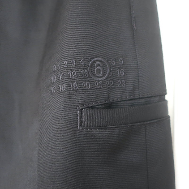 MM6 Maison Margiela Logo-Embroidered Straight Leg Pants Black Twill Size 36