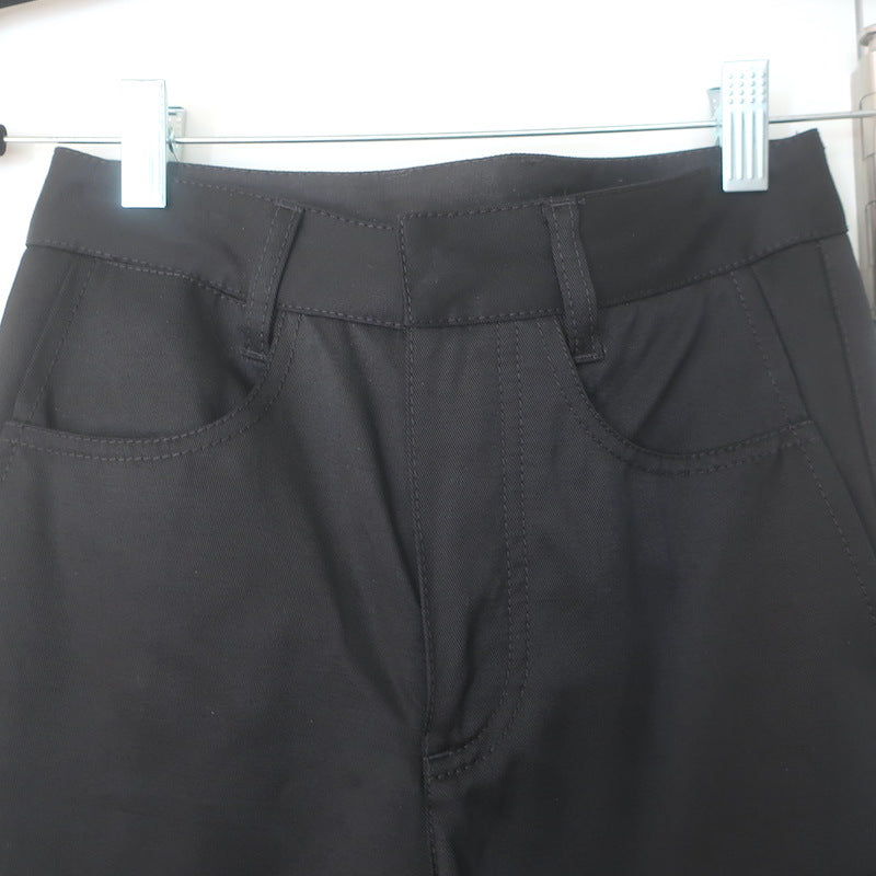 MM6 Maison Margiela Logo-Embroidered Straight Leg Pants Black Twill Size 36