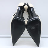 Saint Laurent Vesper Boucle Tweed Cap Toe Slingback Pumps Cream/Black Size 38