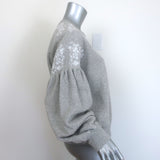 Ulla Johnson Judith Embroidered Sweatshirt Heather Grey Cotton Size Medium