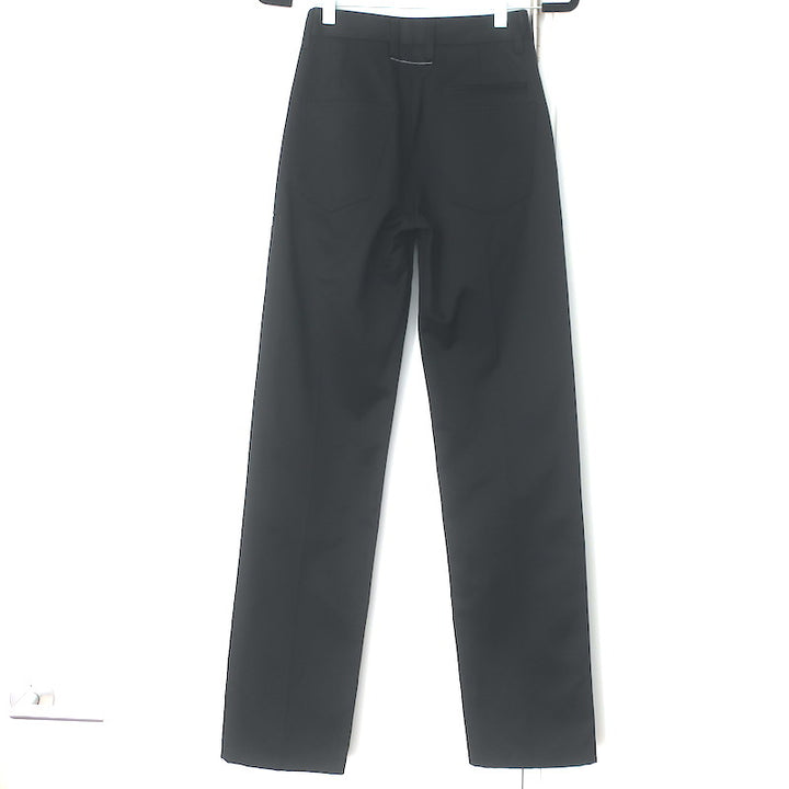 MM6 Maison Margiela Logo-Embroidered Straight Leg Pants Black Twill Size 36
