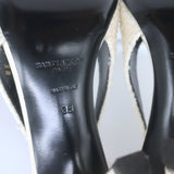 Saint Laurent Vesper Boucle Tweed Cap Toe Slingback Pumps Cream/Black Size 38