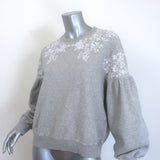 Ulla Johnson Judith Embroidered Sweatshirt Heather Grey Cotton Size Medium