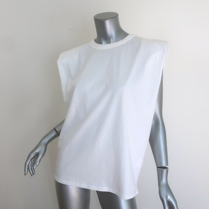 The Frankie Shop Eva Padded Shoulder Muscle T-Shirt White Cotton Size Small NEW