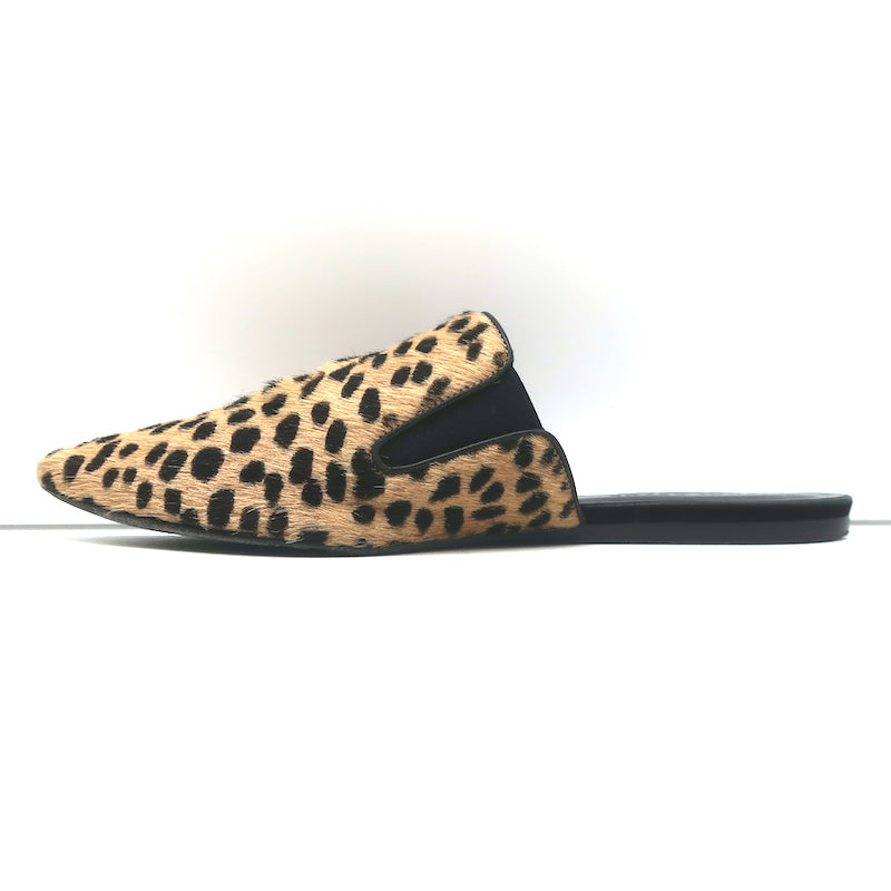 Jenni Kayne Mules Cheetah Print Calf Hair Size 39 Pointed Toe Flats