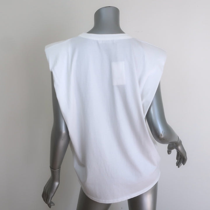 The Frankie Shop Eva Padded Shoulder Muscle T-Shirt White Cotton Size Small NEW