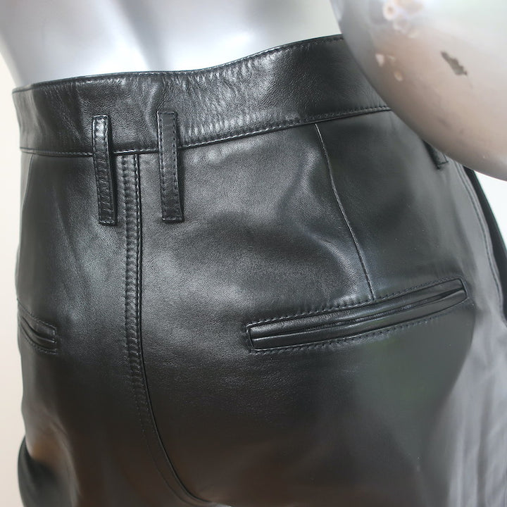 Saint Laurent High Waist Lamb Leather Pants Black Size 38 NEW