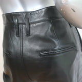 Saint Laurent High Waist Lamb Leather Pants Black Size 38 NEW