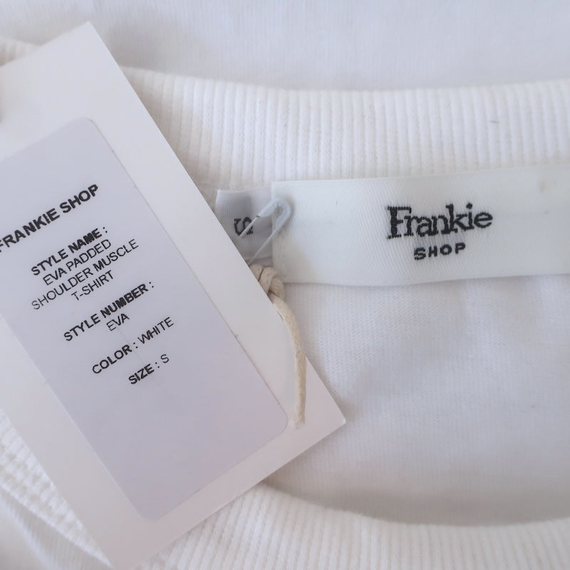 The Frankie Shop Eva Padded Shoulder Muscle T-Shirt White Cotton Size Small NEW