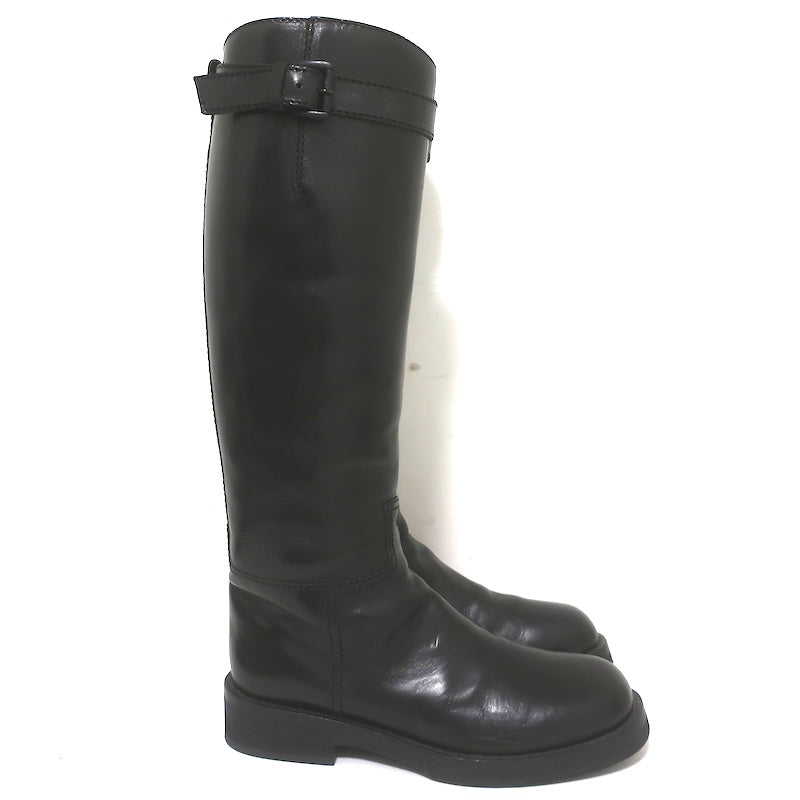 Ann Demeulemeester Knee High Riding Boots Black Leather Size 41