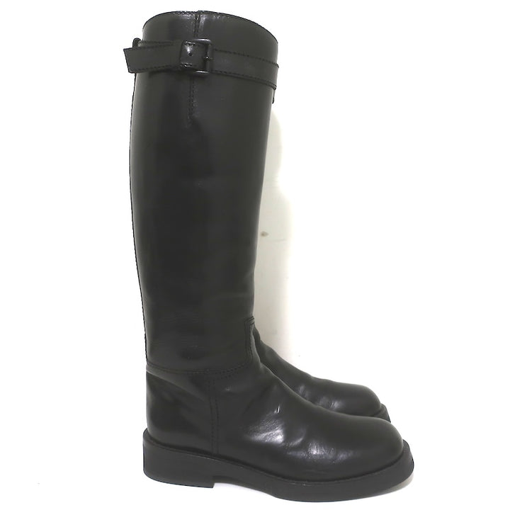 Ann Demeulemeester Knee High Riding Boots Black Leather Size 41