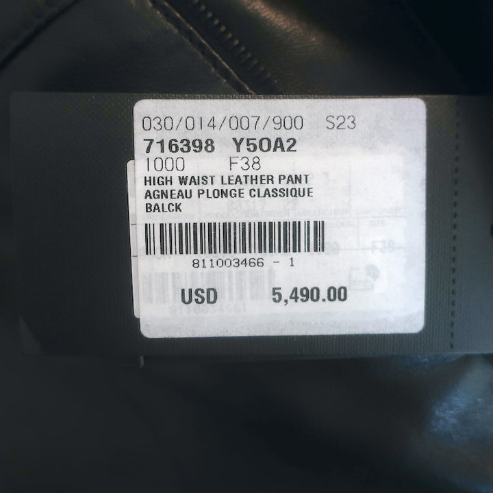 Saint Laurent High Waist Lamb Leather Pants Black Size 38 NEW
