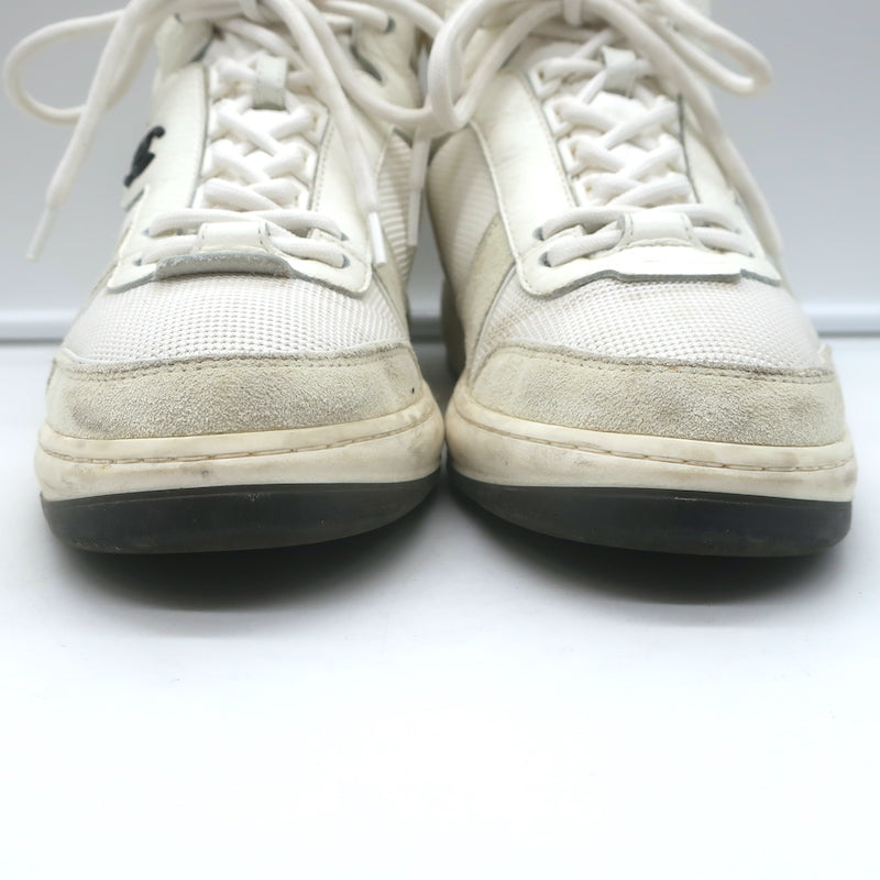 Chanel 22P High Top Sneakers White Mesh &amp; Ecru Suede Size 38