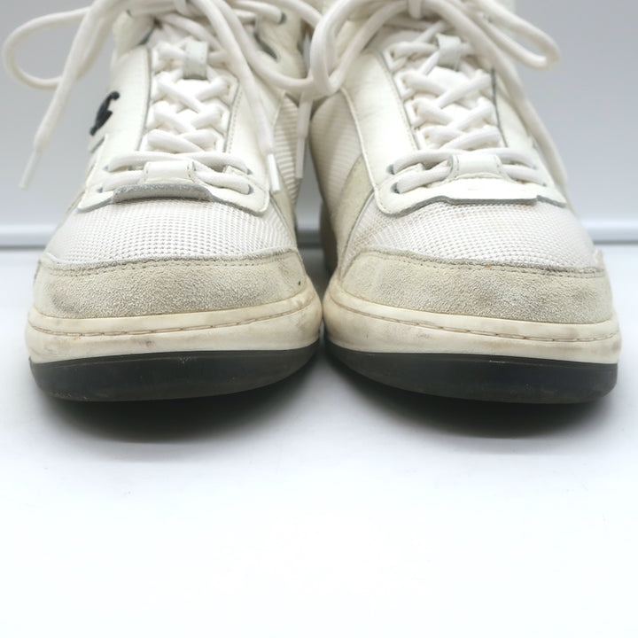 Chanel 22P High Top Sneakers White Mesh &amp; Ecru Suede Size 38