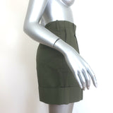 Alexander McQueen Pleated Panama Shorts Olive Cotton Size 42