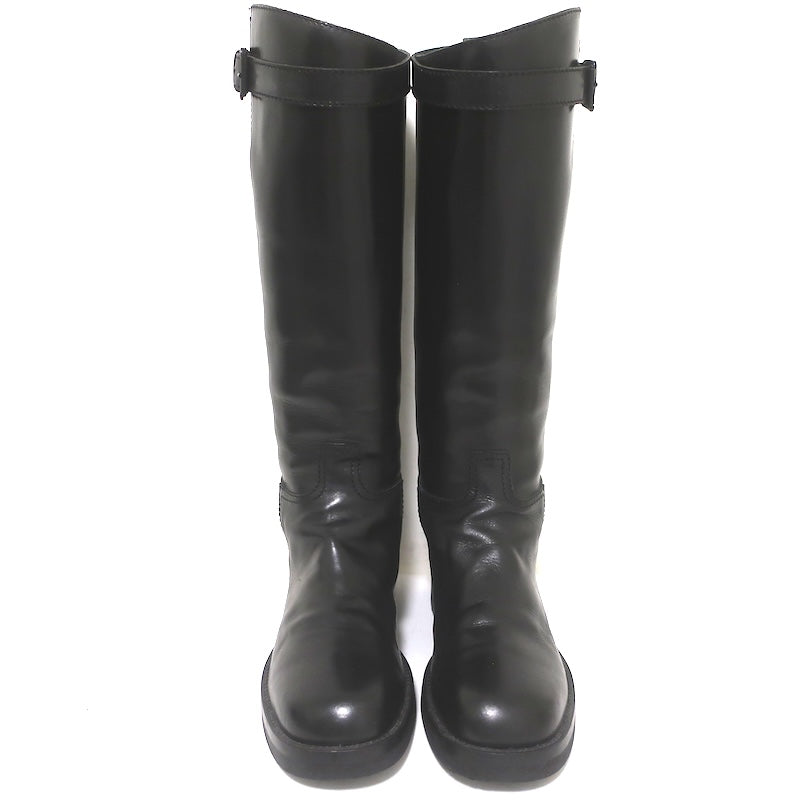 Ann Demeulemeester Knee High Riding Boots Black Leather Size 41