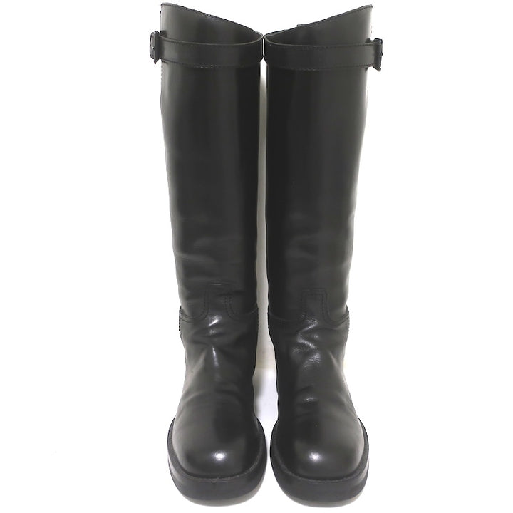 Ann Demeulemeester Knee High Riding Boots Black Leather Size 41