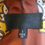 Nili Lotan Julien Shirt Yellow/Brown Paisley Print Silk Twill Size Small