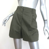 Alexander McQueen Pleated Panama Shorts Olive Cotton Size 42