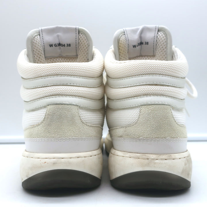 Chanel 22P High Top Sneakers White Mesh &amp; Ecru Suede Size 38