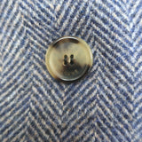 Loewe Herringbone Double Breasted Blazer Blue Melange Wool Size 38 NEW