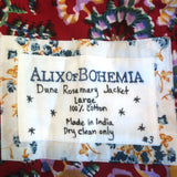 Alix of Bohemia Dune Jacket Red Rosemary Print Cotton Size Large
