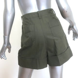 Alexander McQueen Pleated Panama Shorts Olive Cotton Size 42
