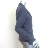 Loewe Herringbone Double Breasted Blazer Blue Melange Wool Size 38 NEW