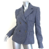 Loewe Herringbone Double Breasted Blazer Blue Melange Wool Size 38 NEW