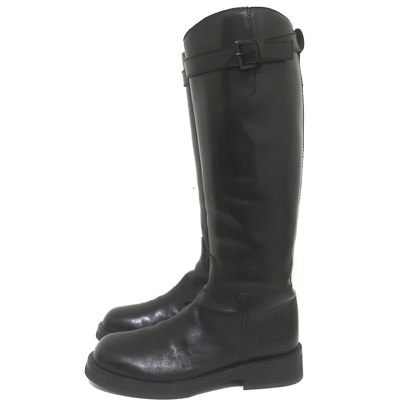 Ann Demeulemeester Knee High Riding Boots Black Leather Size 41
