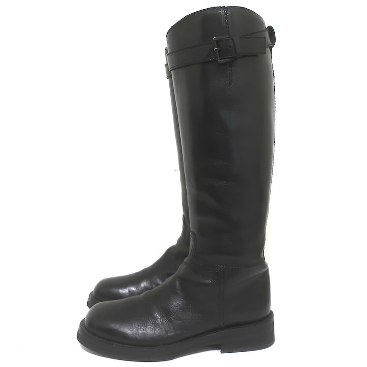Ann Demeulemeester Knee High Riding Boots Black Leather Size 41