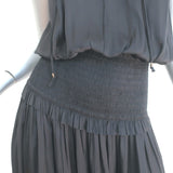 Ulla Johnson Cleo Sleeveless Blouson Midi Dress Black Japanese Satin Size 0