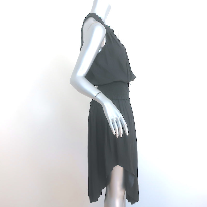 Ulla Johnson Cleo Sleeveless Blouson Midi Dress Black Japanese Satin Size 0