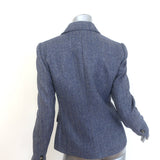 Loewe Herringbone Double Breasted Blazer Blue Melange Wool Size 38 NEW