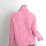 Authentic pre-owned Bottega Veneta jacquard towelling jacket in bubblegum pink, size XS