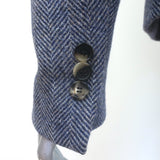 Loewe Herringbone Double Breasted Blazer Blue Melange Wool Size 38 NEW